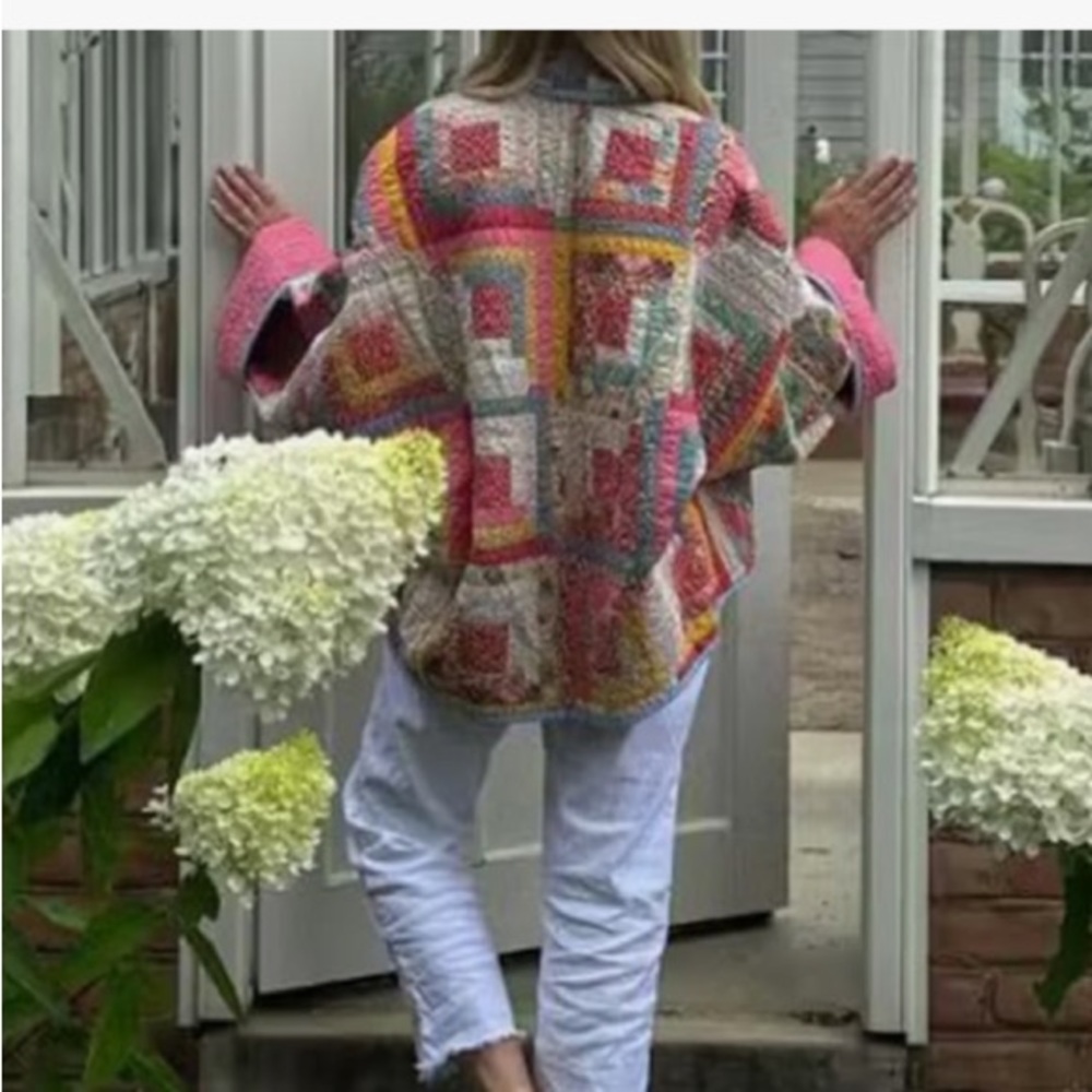 Patchwork Quilted Jacket - Pink Multicolor - image 3
